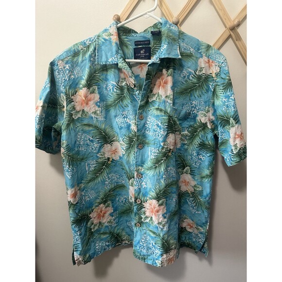 caribbean joe mens hawaiian Tropical Beach Shirt Washable 100% Silk Size Medium - Picture 1 of 4